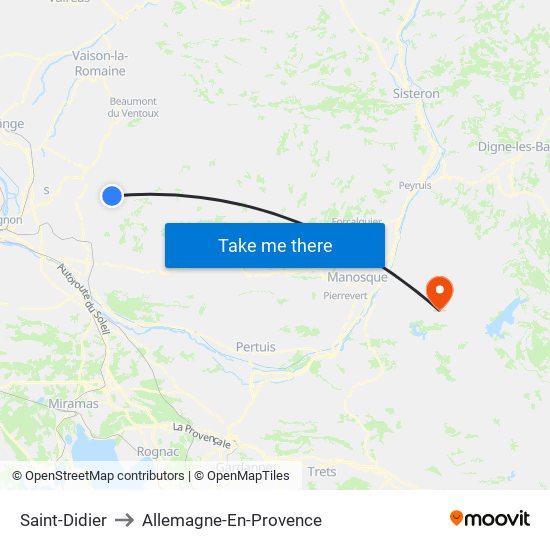Saint-Didier to Allemagne-En-Provence map