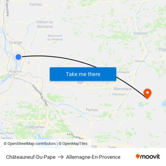 Châteauneuf-Du-Pape to Allemagne-En-Provence map