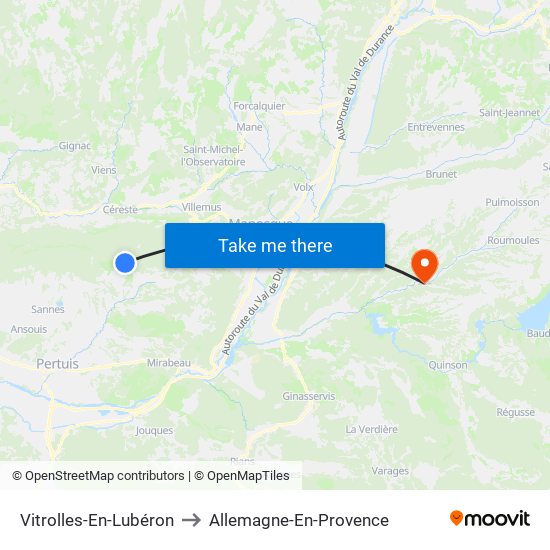 Vitrolles-En-Lubéron to Allemagne-En-Provence map