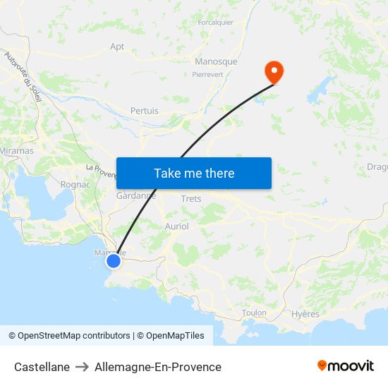 Castellane to Allemagne-En-Provence map