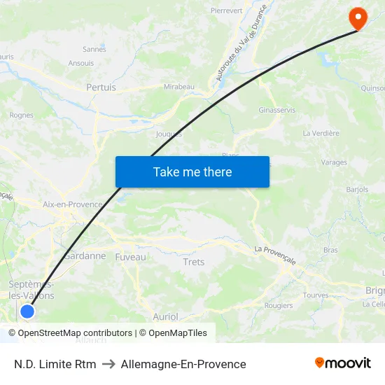 Notre Dame Limite to Allemagne-En-Provence map
