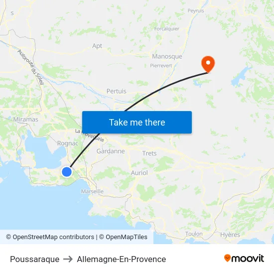 Poussaraque to Allemagne-En-Provence map