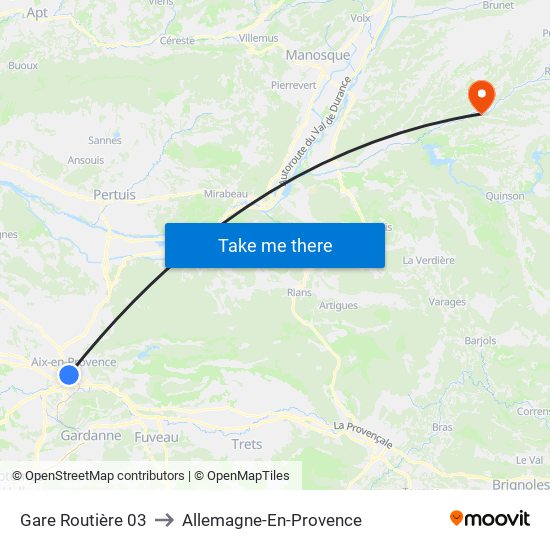 Gare Routière 03 to Allemagne-En-Provence map