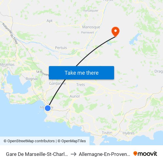 Gare De Marseille-St-Charles to Allemagne-En-Provence map