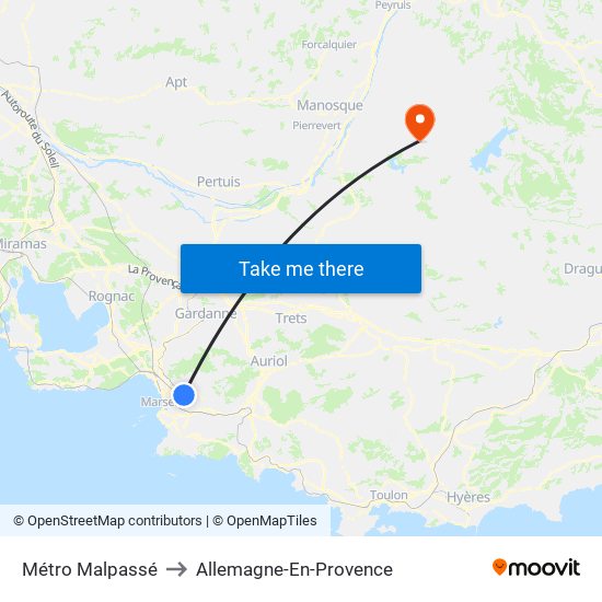 Métro Malpassé to Allemagne-En-Provence map