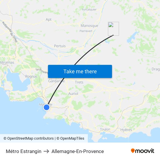 Métro Estrangin to Allemagne-En-Provence map