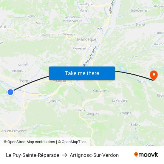 Le Puy-Sainte-Réparade to Artignosc-Sur-Verdon map