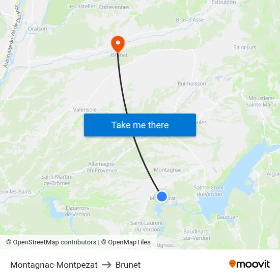 Montagnac-Montpezat to Brunet map