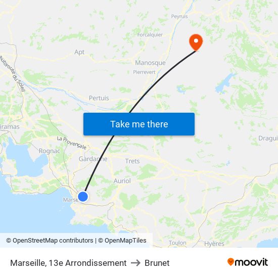 Marseille, 13e Arrondissement to Brunet map