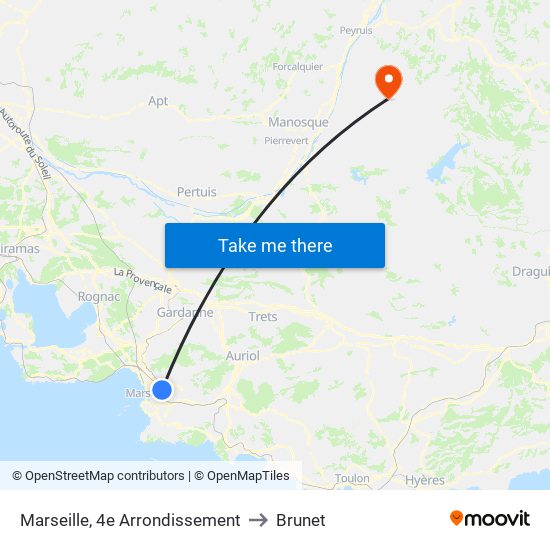 Marseille, 4e Arrondissement to Brunet map