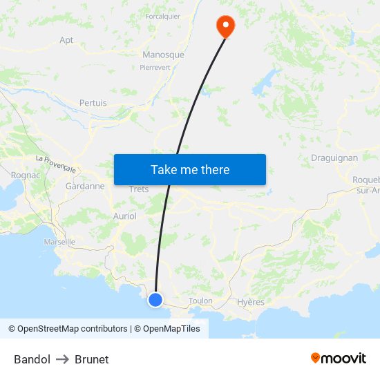 Bandol to Brunet map