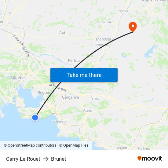 Carry-Le-Rouet to Brunet map