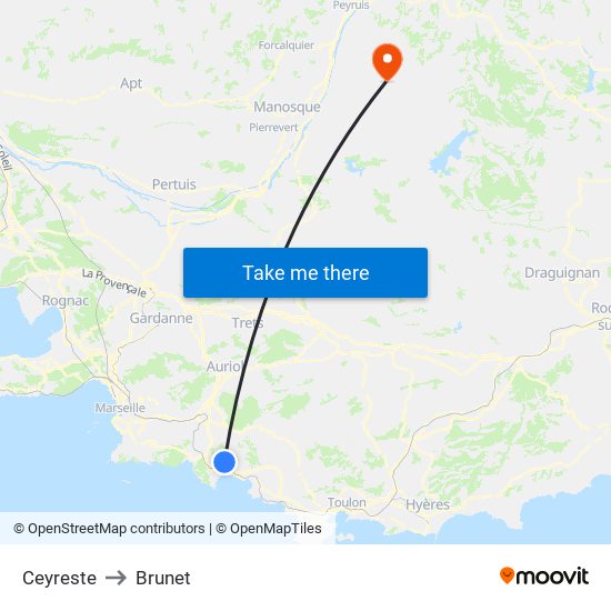 Ceyreste to Brunet map