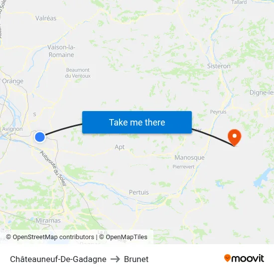 Châteauneuf-De-Gadagne to Brunet map
