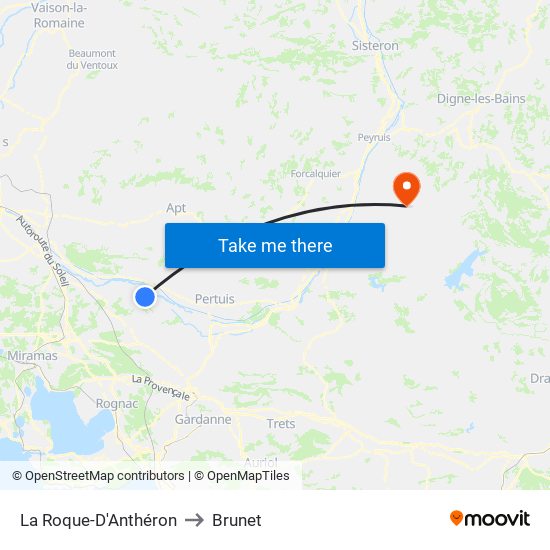 La Roque-D'Anthéron to Brunet map