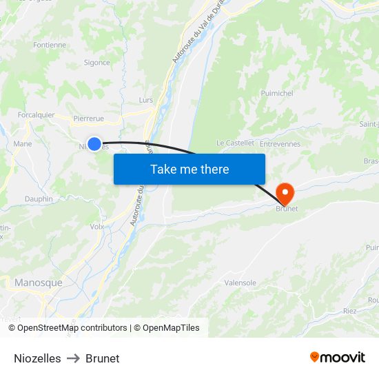 Niozelles to Brunet map