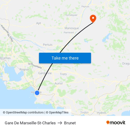 Gare De Marseille-St-Charles to Brunet map