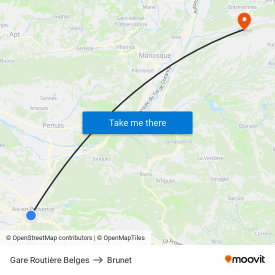 Gare Routière Belges to Brunet map