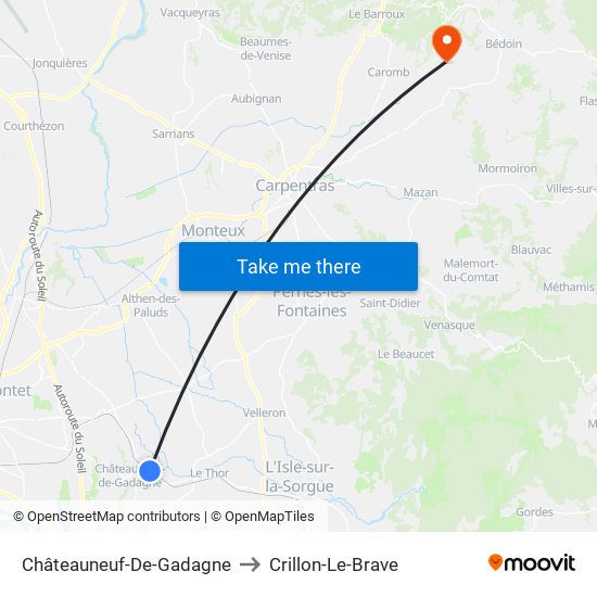 Châteauneuf-De-Gadagne to Crillon-Le-Brave map