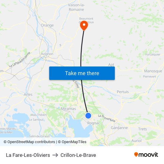 La Fare-Les-Oliviers to Crillon-Le-Brave map