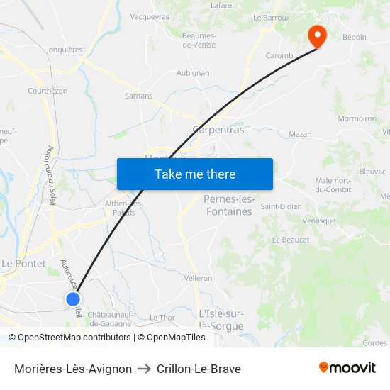 Morières-Lès-Avignon to Crillon-Le-Brave map