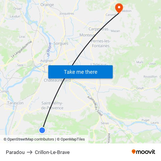 Paradou to Crillon-Le-Brave map