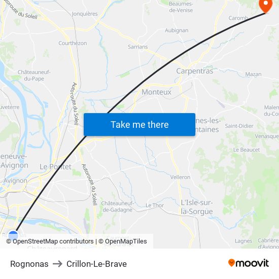 Rognonas to Crillon-Le-Brave map