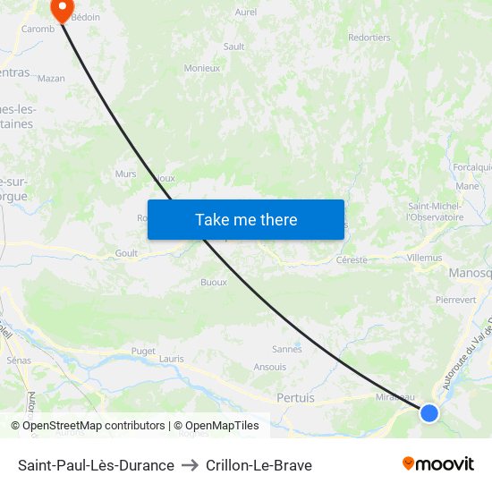 Saint-Paul-Lès-Durance to Crillon-Le-Brave map