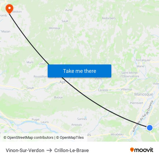 Vinon-Sur-Verdon to Crillon-Le-Brave map