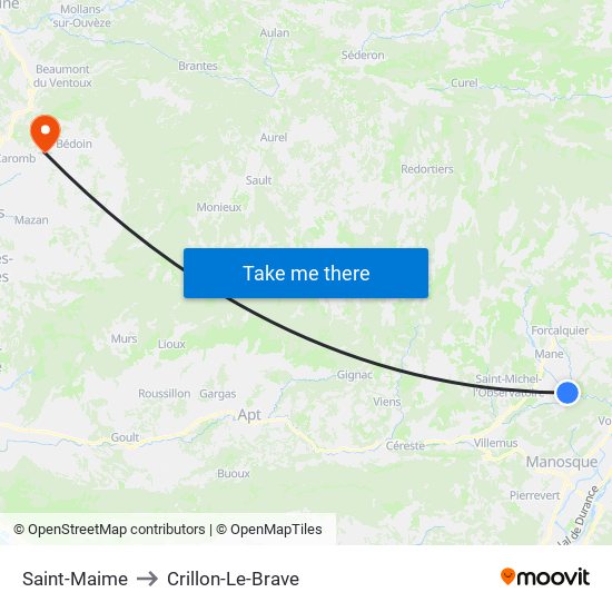 Saint-Maime to Crillon-Le-Brave map