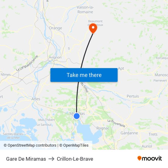 Gare De Miramas to Crillon-Le-Brave map