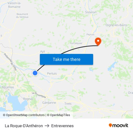 La Roque-D'Anthéron to Entrevennes map