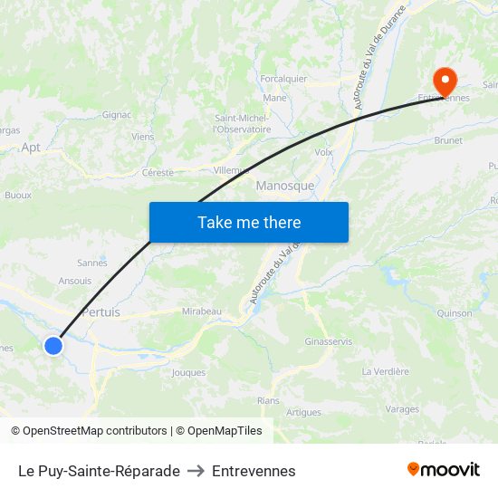 Le Puy-Sainte-Réparade to Entrevennes map