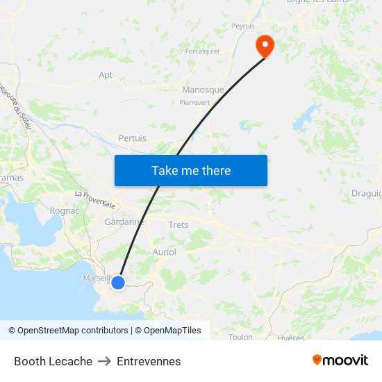 Booth Lecache to Entrevennes map