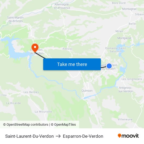 Saint-Laurent-Du-Verdon to Esparron-De-Verdon map