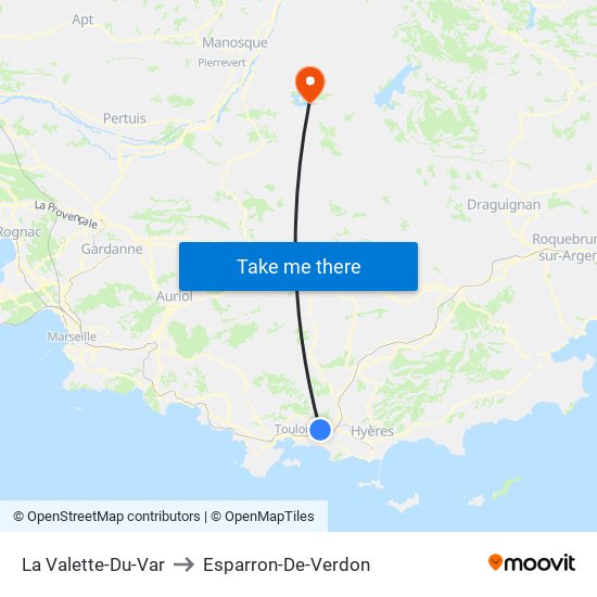 La Valette-Du-Var to Esparron-De-Verdon map
