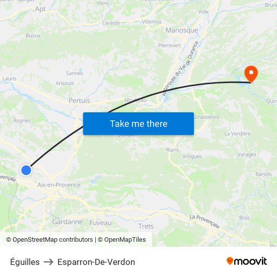 Éguilles to Esparron-De-Verdon map