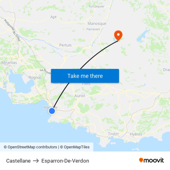 Castellane to Esparron-De-Verdon map