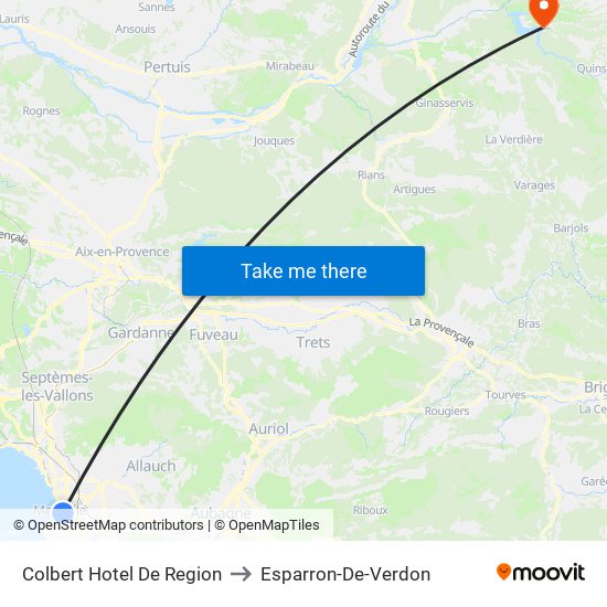 Colbert Hotel De Region to Esparron-De-Verdon map