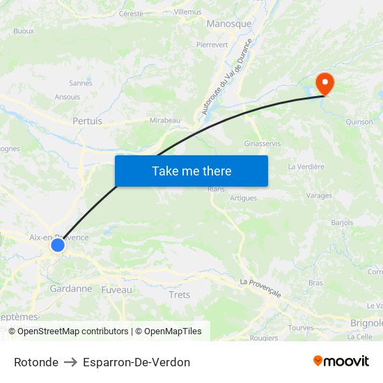 Rotonde to Esparron-De-Verdon map