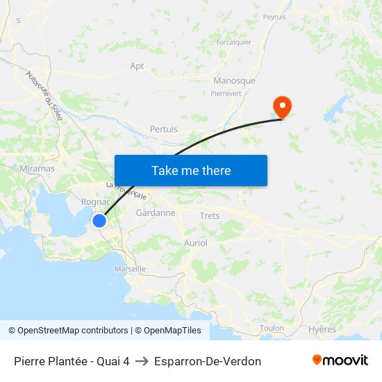 Pierre Plantée - Quai 4 to Esparron-De-Verdon map