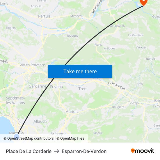 Place De La Corderie to Esparron-De-Verdon map