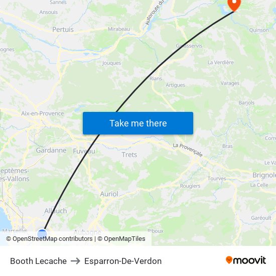 Booth Lecache to Esparron-De-Verdon map