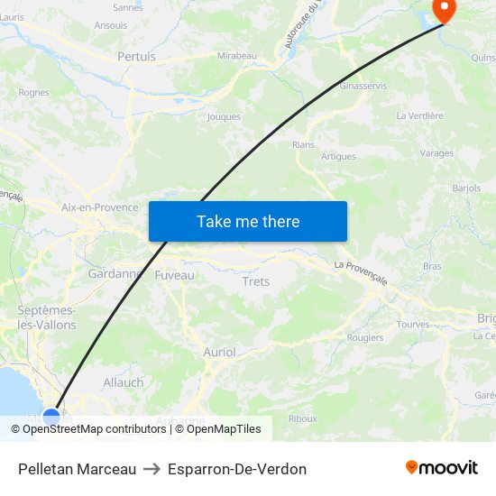 Pelletan Marceau to Esparron-De-Verdon map