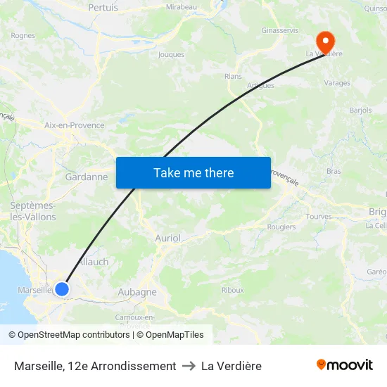 Marseille, 12e Arrondissement to La Verdière map