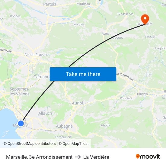 Marseille, 3e Arrondissement to La Verdière map
