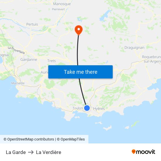 La Garde to La Verdière map