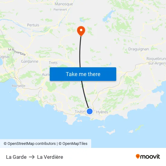 La Garde to La Verdière map