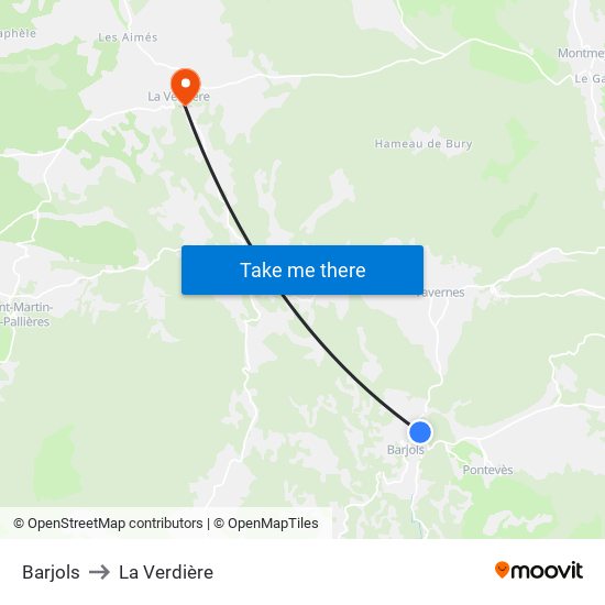 Barjols to La Verdière map