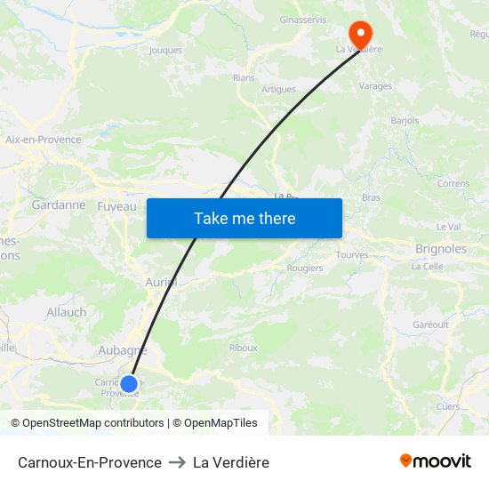 Carnoux-En-Provence to La Verdière map